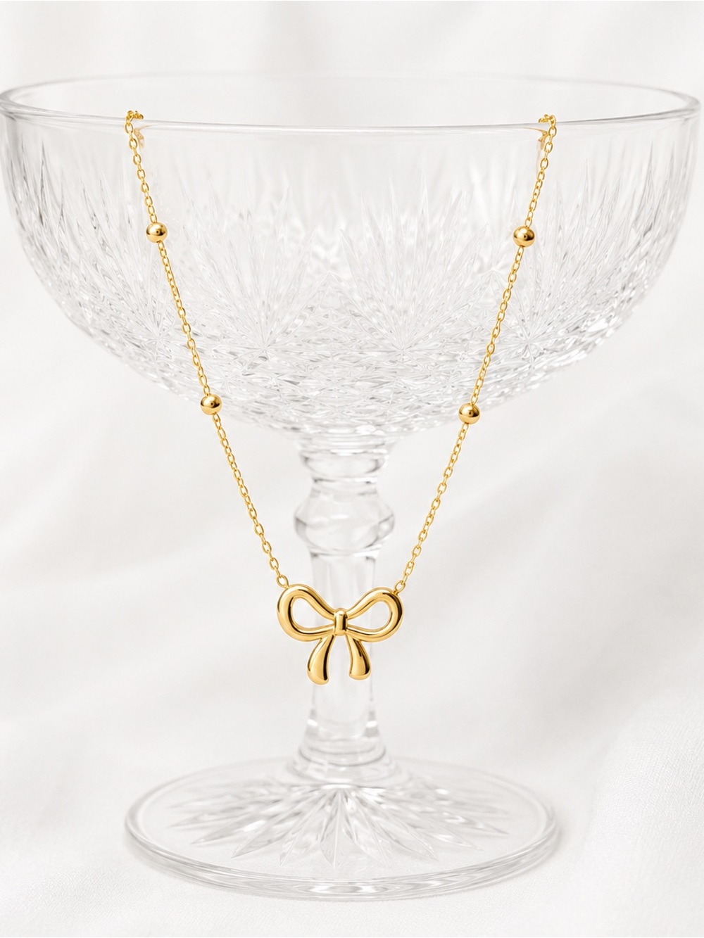 Gold Bow Pendant Necklace | Gold PVD Coated Stainless Steel